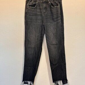 Rewash Black Rough Hem Jeans